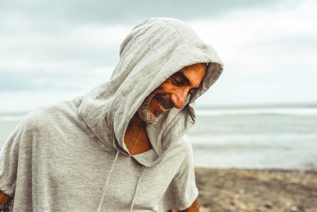 KETSU Men's Short Sleeve Hoodie, Organic Cotton Hooded Sweater, Cowl Neck Sweatshirt, Handmade Tribal Hoodie, Urban Clothing, Workout