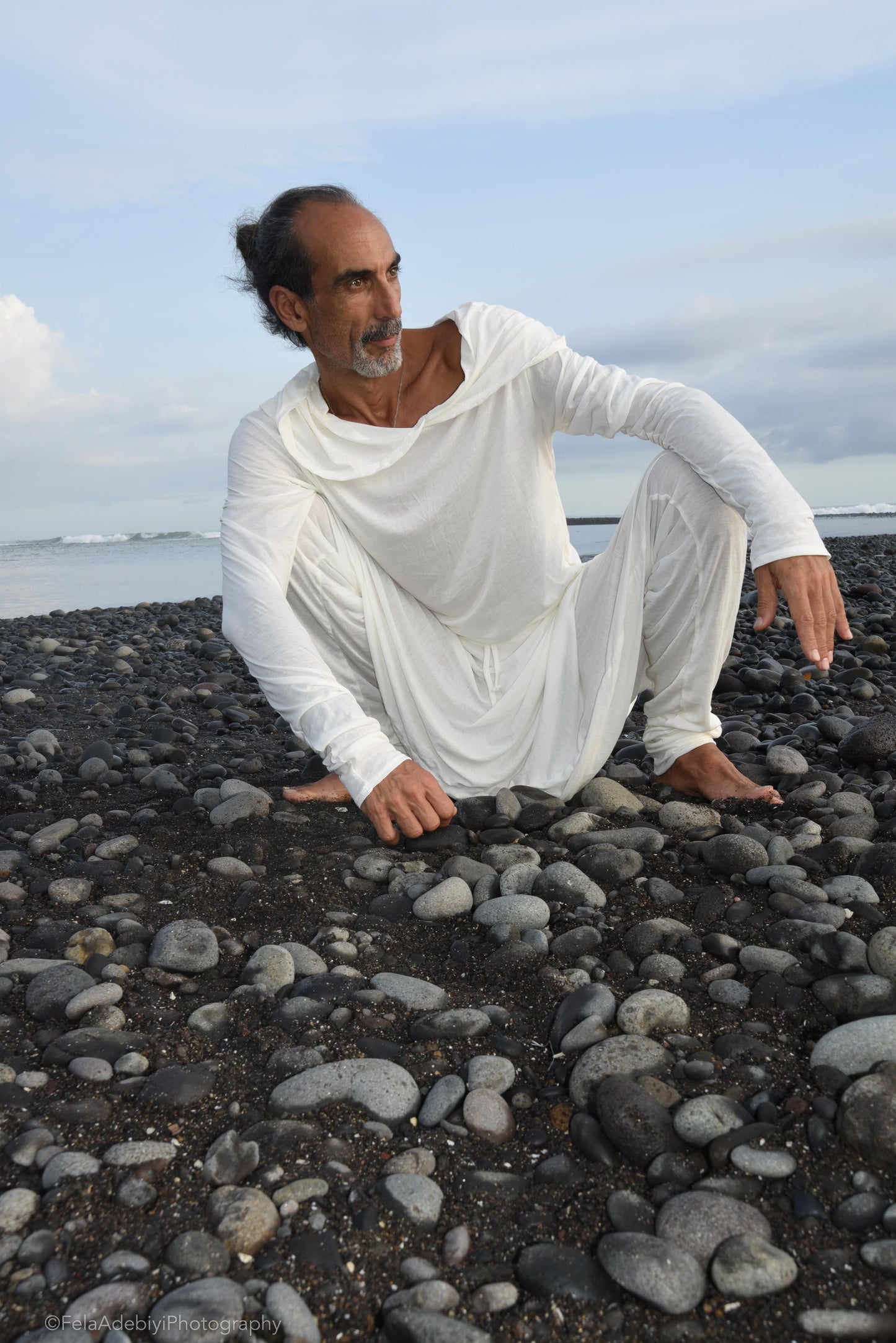 IZAMU white cotton sweatshirt, two-piece comfort suit, cowl neck long sleeve hoodie, men's sweatshirt, workout men's suit, yoga wear