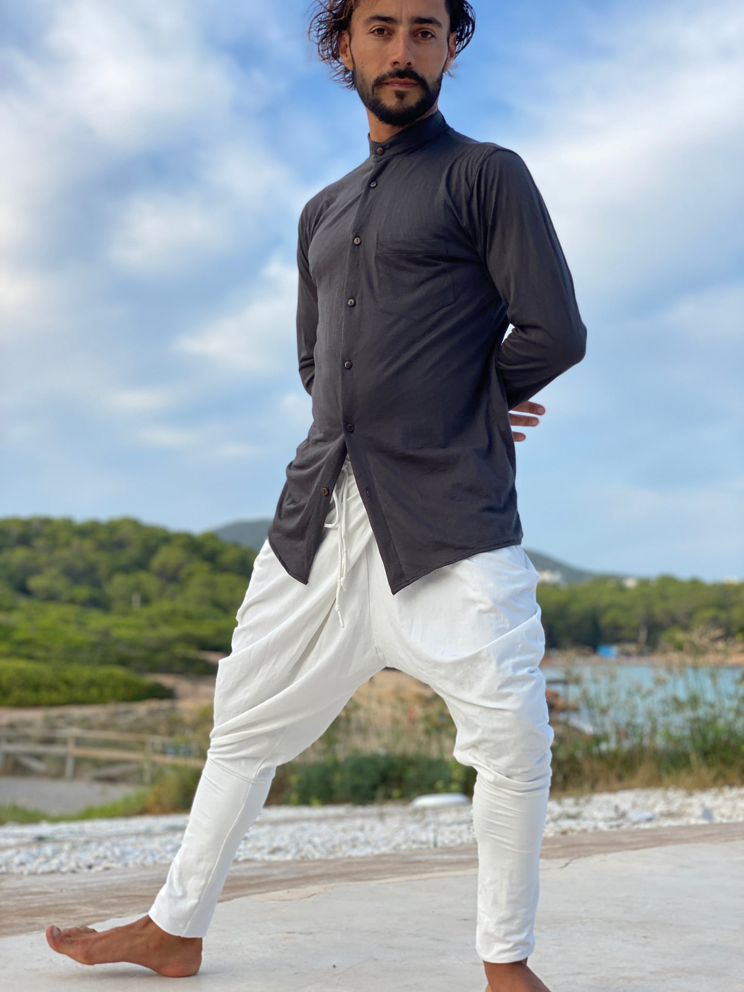 ARETA Men yoga pants Workout comfortable bamboo pants Black yoga wear Harlem dance pants Yoga suit pants Wrap pants men yoga pants clothing