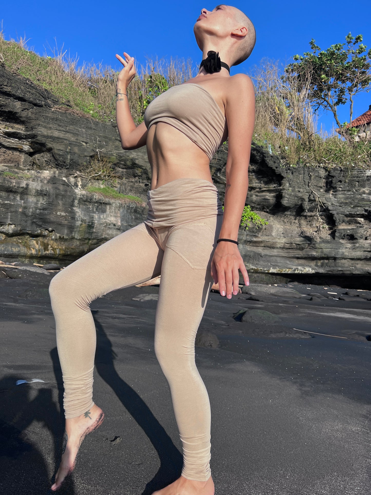 HARUKA Long Leggings | High Waist Bamboo Rayon Leggings | Extra Long Maternity Friendly Pants | Sustainable Minimalist Clothing | Soft Breathable Comfort Wear | Everyday Basics