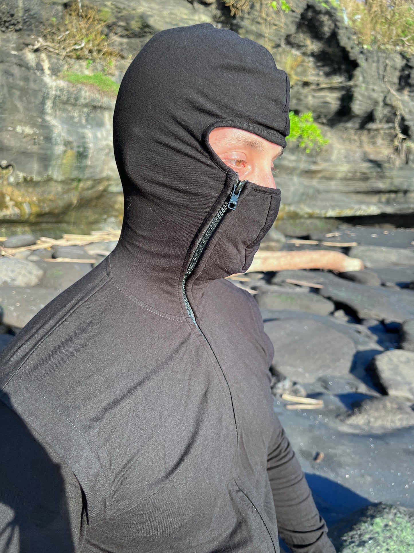 MICHI Ninja costume Samurai hoodie, Steam punk Ninja Burning man clothing, Extra long sleeve zipper hoodie, Apocalypse costume