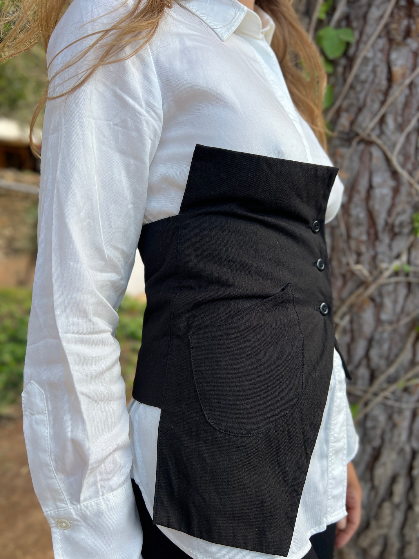 Naomi — Wide Cotton Corset Belt with Pockets Unique Design