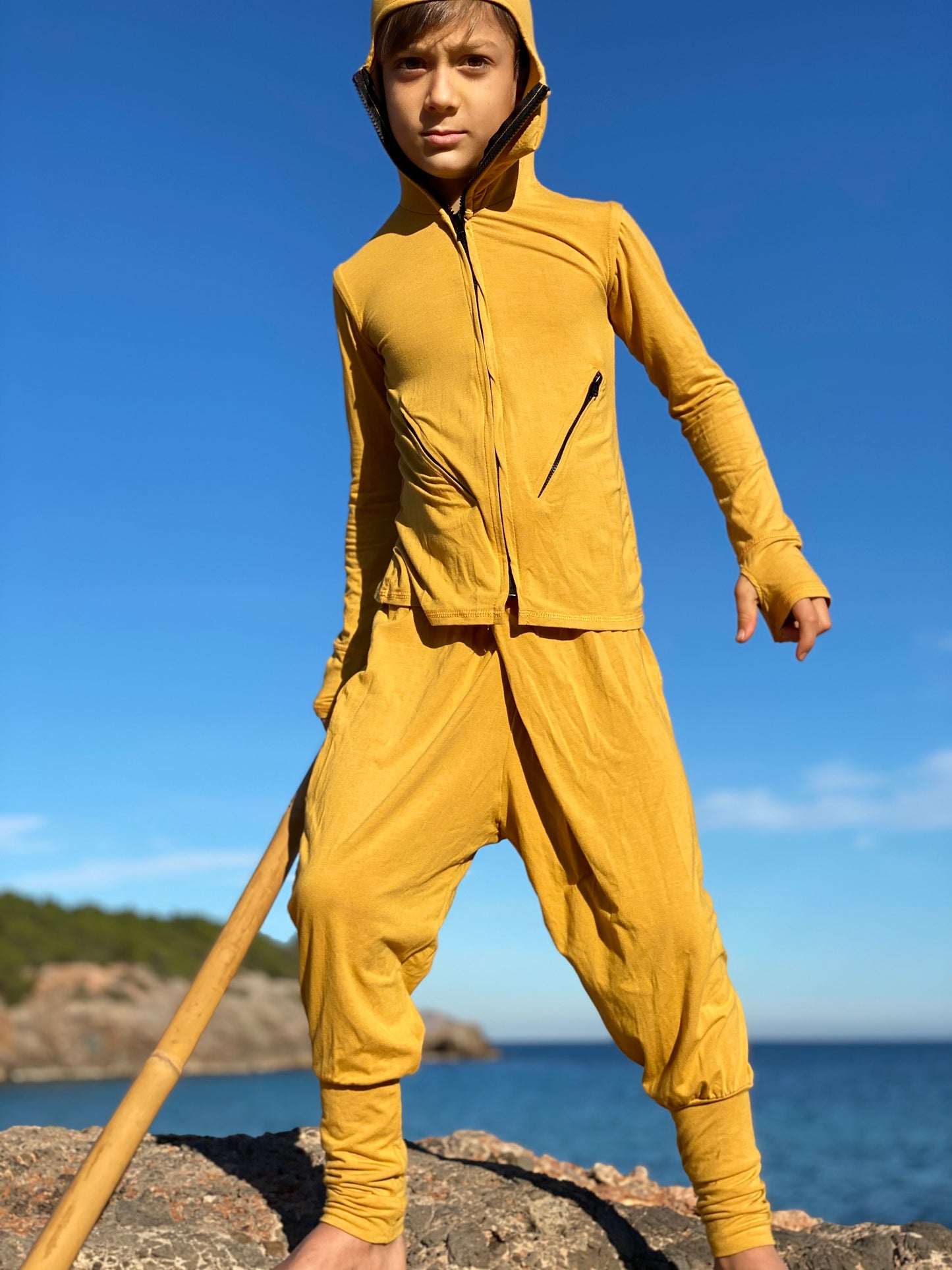 Ninja Kids costume set ninja clothing long sleeve hoodies for boys & baggy harem pants drop crotch thumb unique hoodie for teens