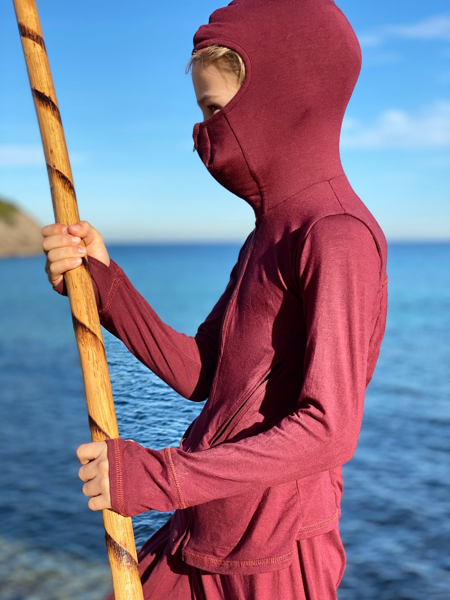 Ninja Kids costume set ninja clothing long sleeve hoodies for boys & baggy harem pants drop crotch thumb unique hoodie for teens