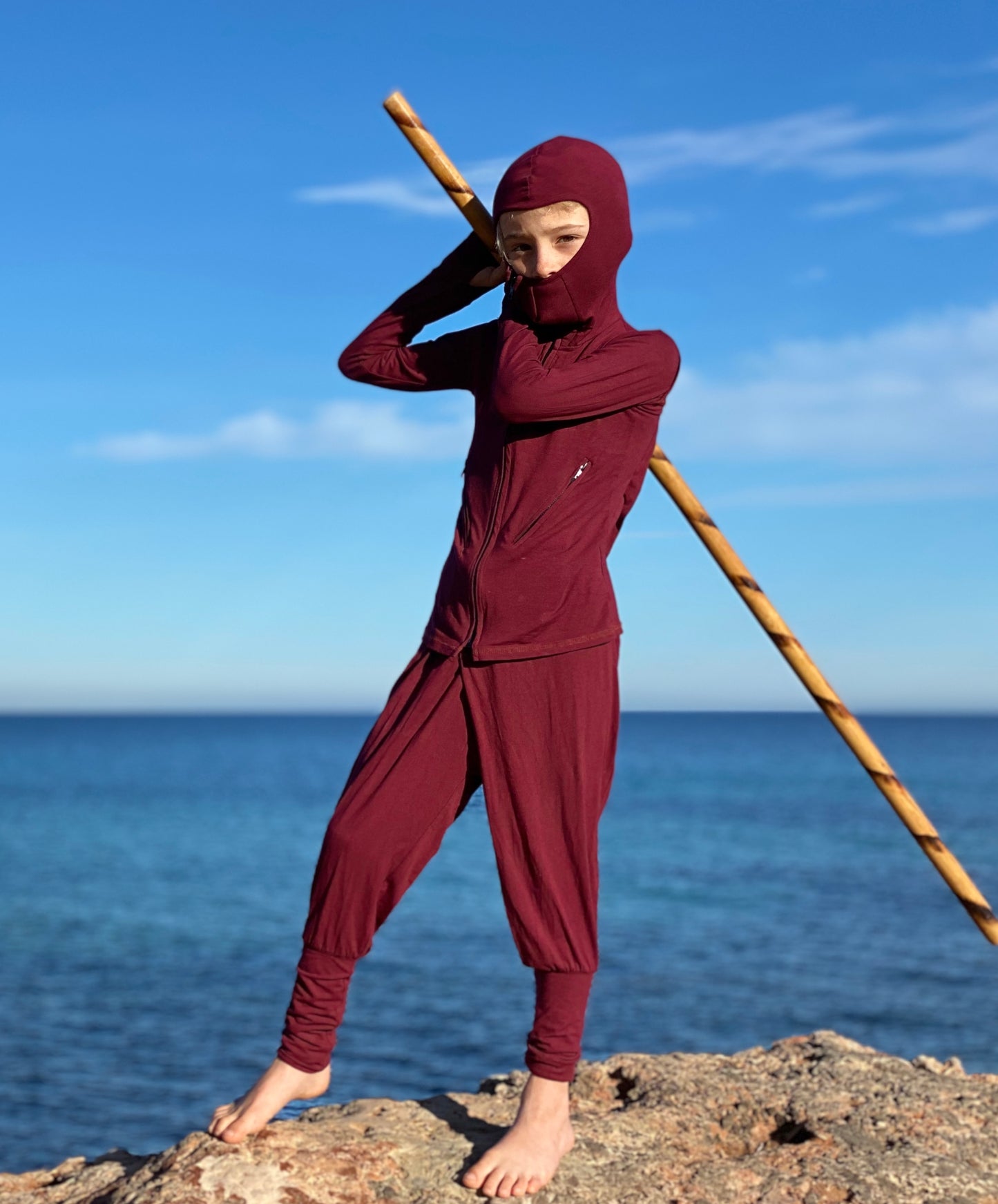 Ninja Kids costume set ninja clothing long sleeve hoodies for boys & baggy harem pants drop crotch thumb unique hoodie for teens