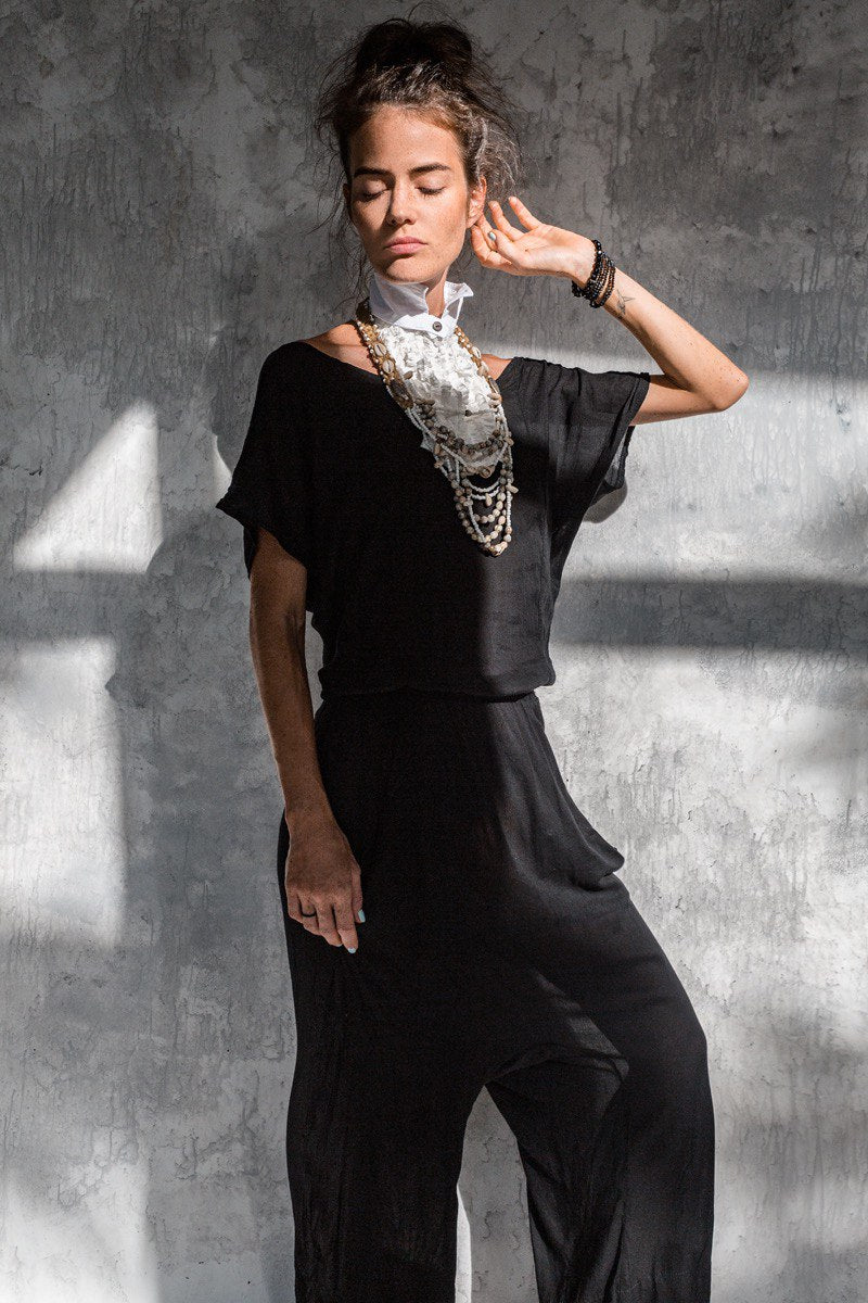 ERI Loose Black Jumpsuit Woman overalls Drop Crotch Pants Harem Jumpsuit With Pockets Unique Clothes Casual Jampsuit Woman Oversized Romper