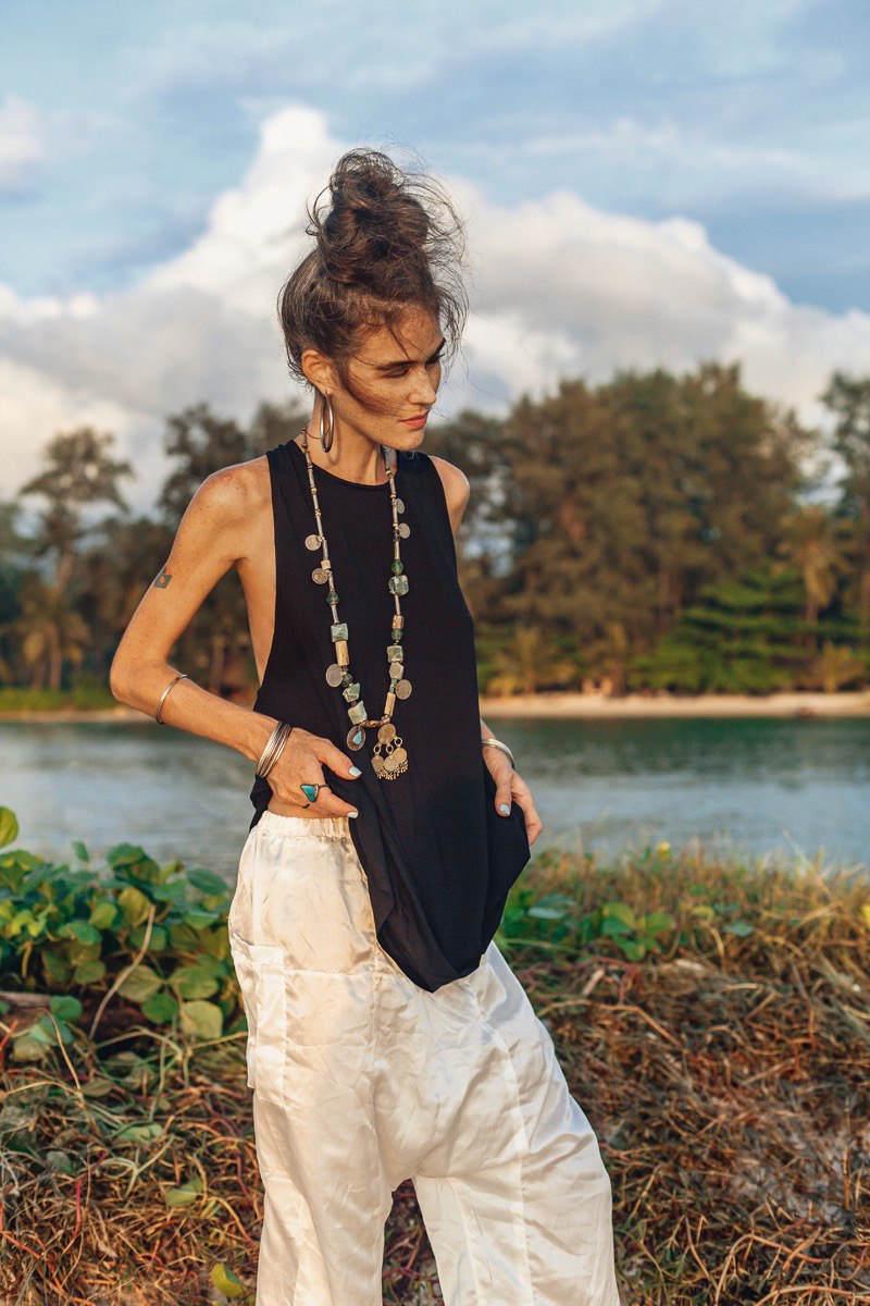 RAN Black Cocktail Tunic Dress Women Sexy Tribal Minimal Dress Black Tunic Sleeveless Goddess Dress Backless Maxi Tunic Tank