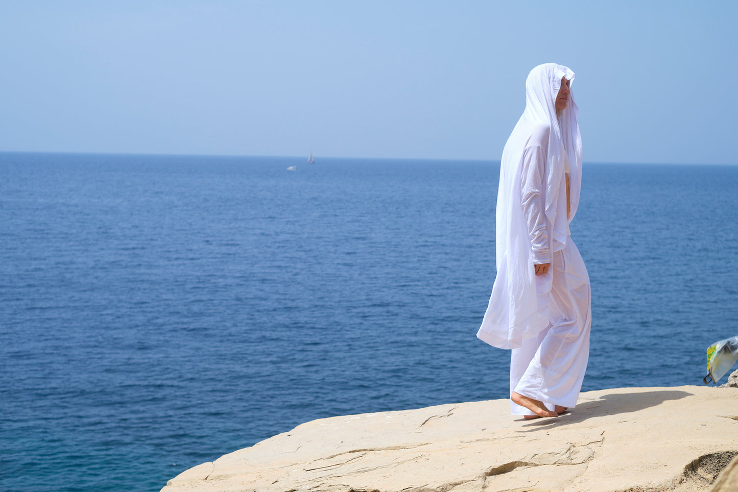 KAGERO Airy Suit | Minimalist Black White Outfit | Lightweight Wide Leg Pants & Long Sleeve Hoodie | Cotton Supima Clothing | Sun & Dust Protection | Elegant Travel Wear