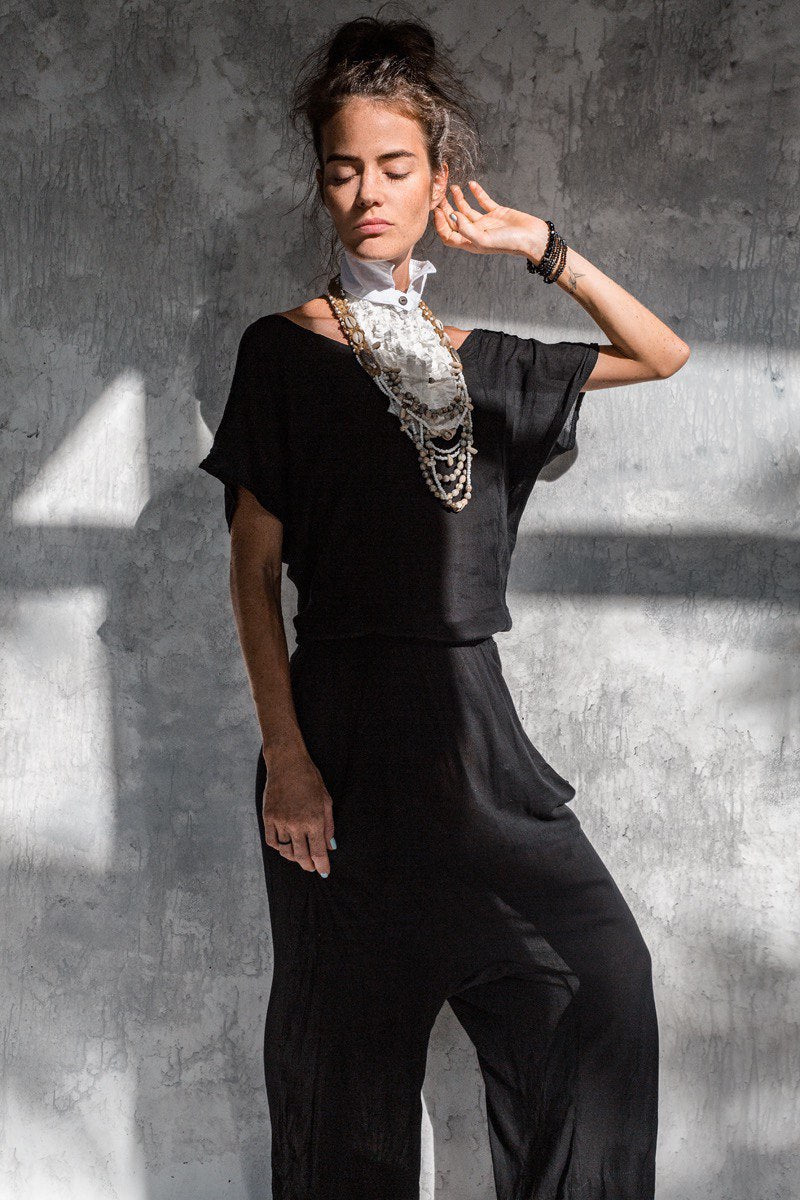 ERI Loose Black Jumpsuit Woman overalls Drop Crotch Pants Harem Jumpsuit With Pockets Unique Clothes Casual Jampsuit Woman Oversized Romper