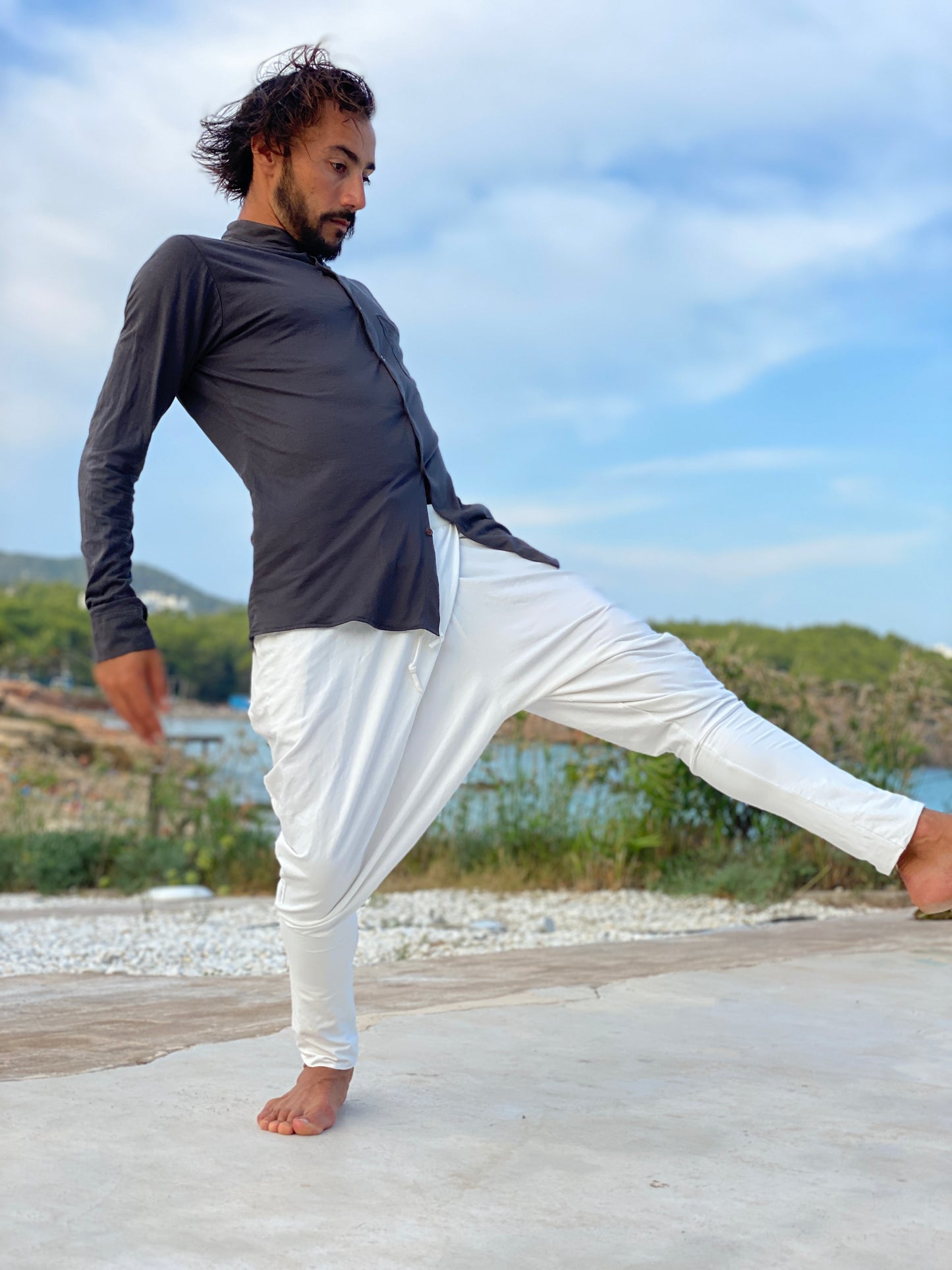 ARETA Men yoga pants Workout comfortable bamboo pants Black yoga wear Harlem dance pants Yoga suit pants Wrap pants men yoga pants clothing