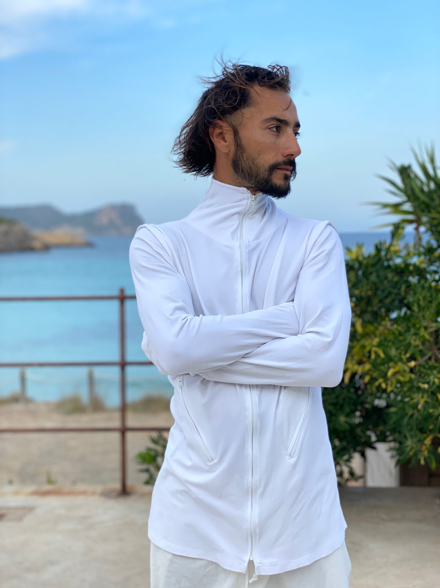 SETORU White Hoodie Men Extra Long Sleeve Zipper Turtle Neck Sweatshirt Avant garde Cyberpunk Festival Futuristic cloth