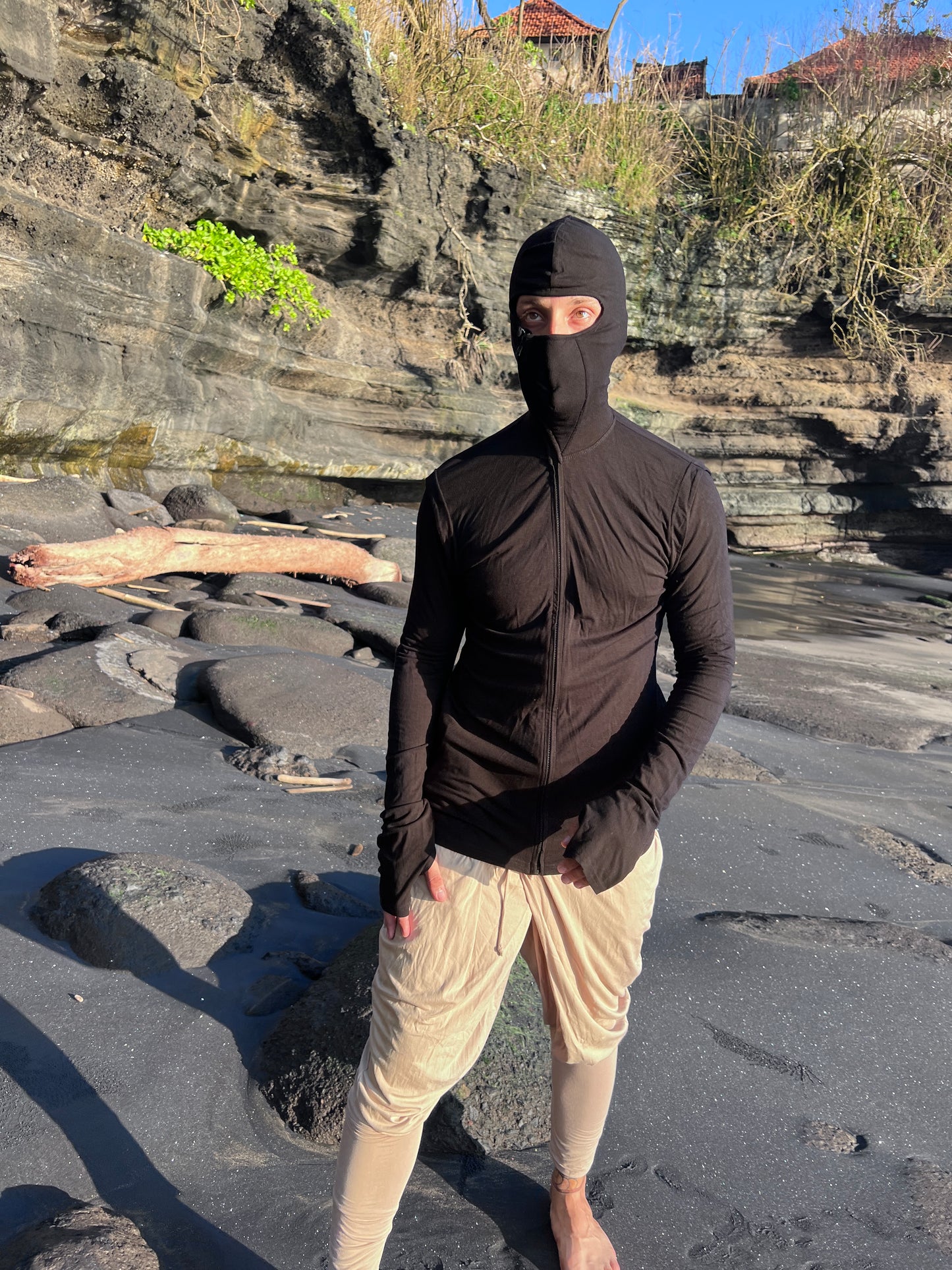 MICHI Ninja costume Samurai hoodie, Steam punk Ninja Burning man clothing, Extra long sleeve zipper hoodie, Apocalypse costume