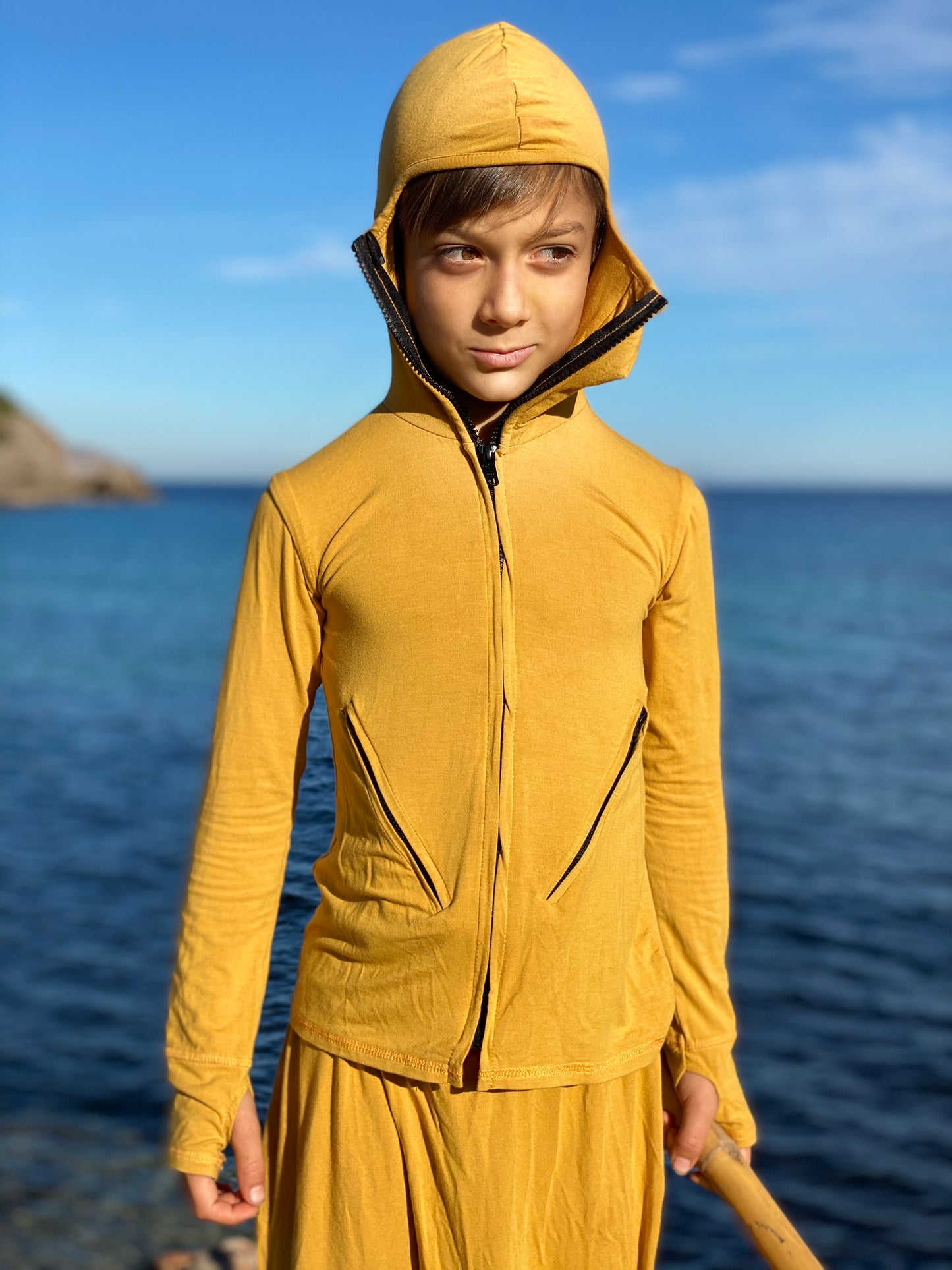 Ninja Kids costume set ninja clothing long sleeve hoodies for boys & baggy harem pants drop crotch thumb unique hoodie for teens