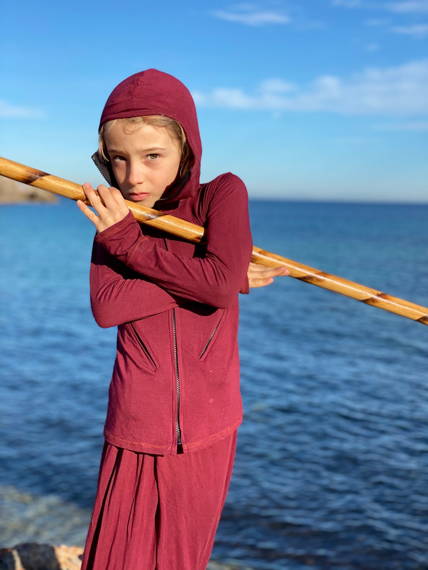 Ninja Kids costume set ninja clothing long sleeve hoodies for boys & baggy harem pants drop crotch thumb unique hoodie for teens