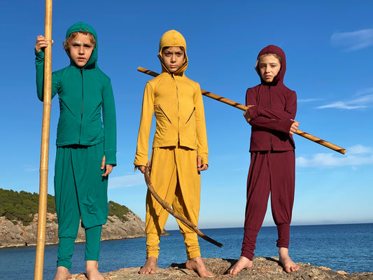 Ninja Kids costume set ninja clothing long sleeve hoodies for boys & baggy harem pants drop crotch thumb unique hoodie for teens