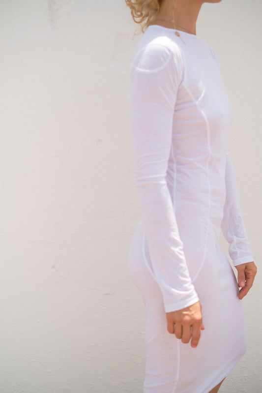 YUKI – Suprima Cotton Long-Sleeve Dress – White