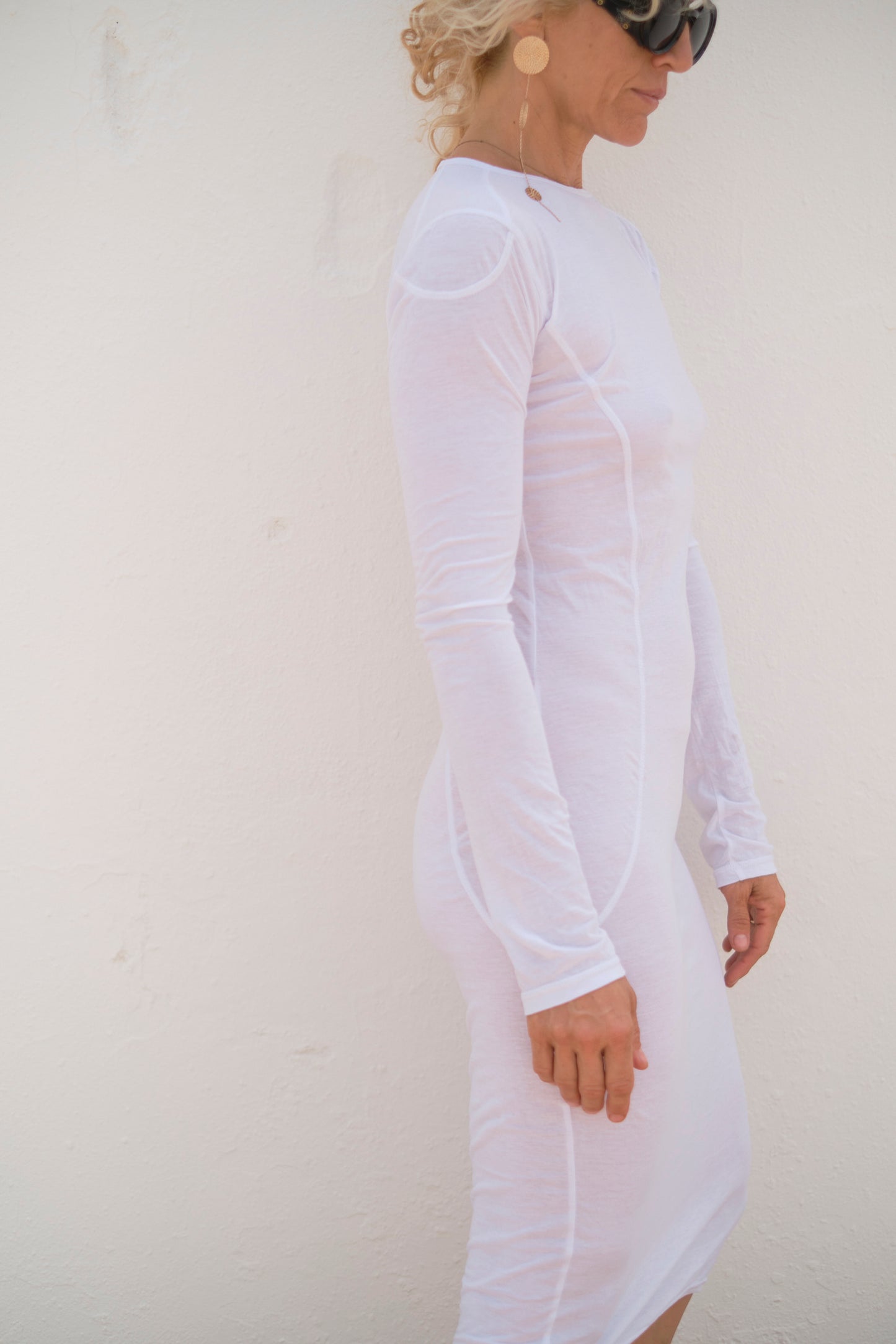 YUKI – Suprima Cotton Long-Sleeve Dress – White
